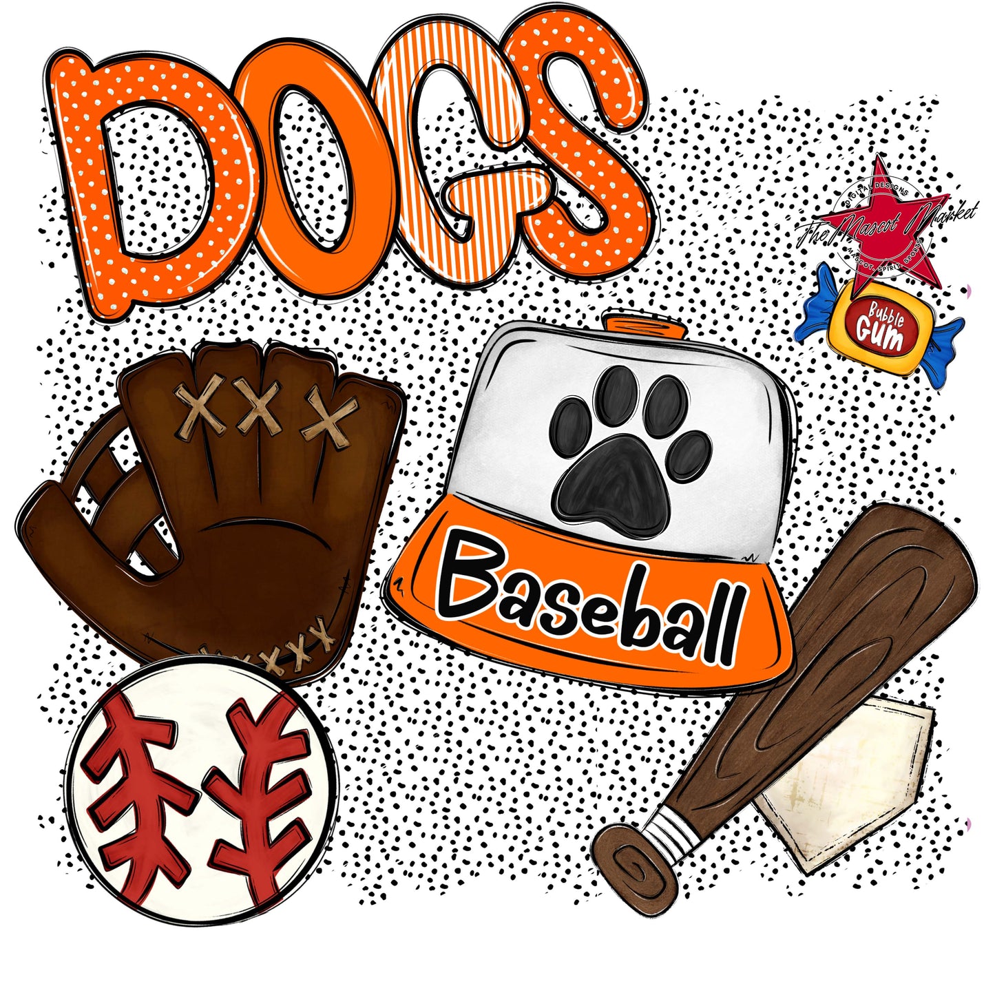 Dogs Baseball Spirit-Orange