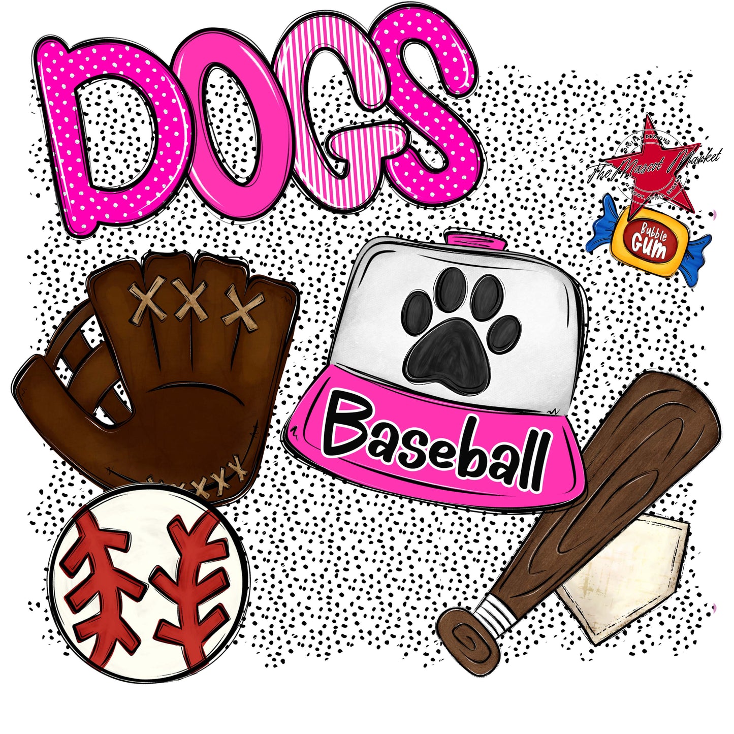 Dogs Baseball Spirit-Pink