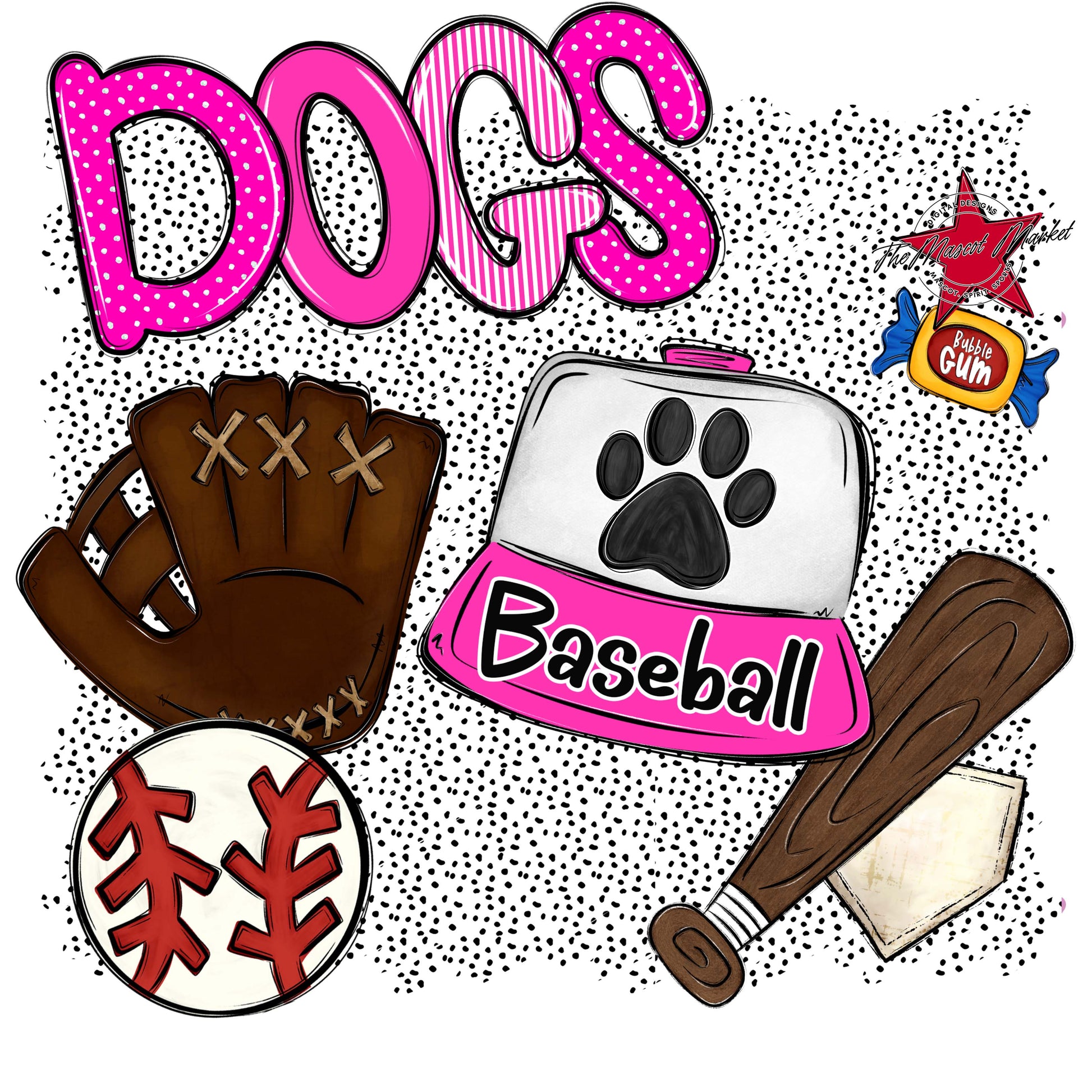 Dogs Baseball Spirit-Pink