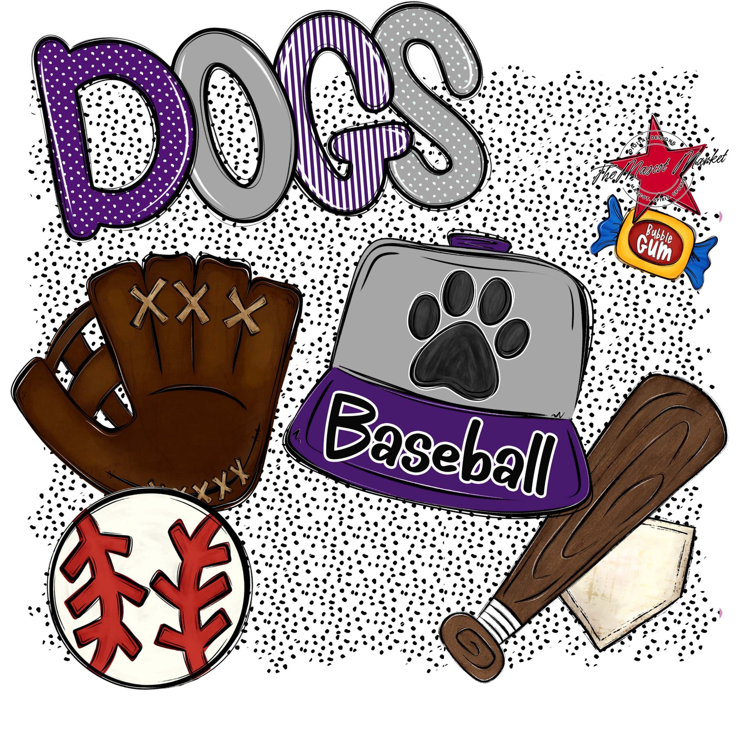 Dogs Baseball Spirit-Purple & Grey