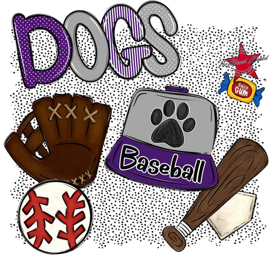 Dogs Baseball Spirit-Purple & Grey