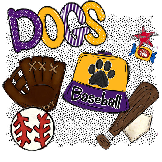 Dogs Baseball Spirit-Purple & Yellow