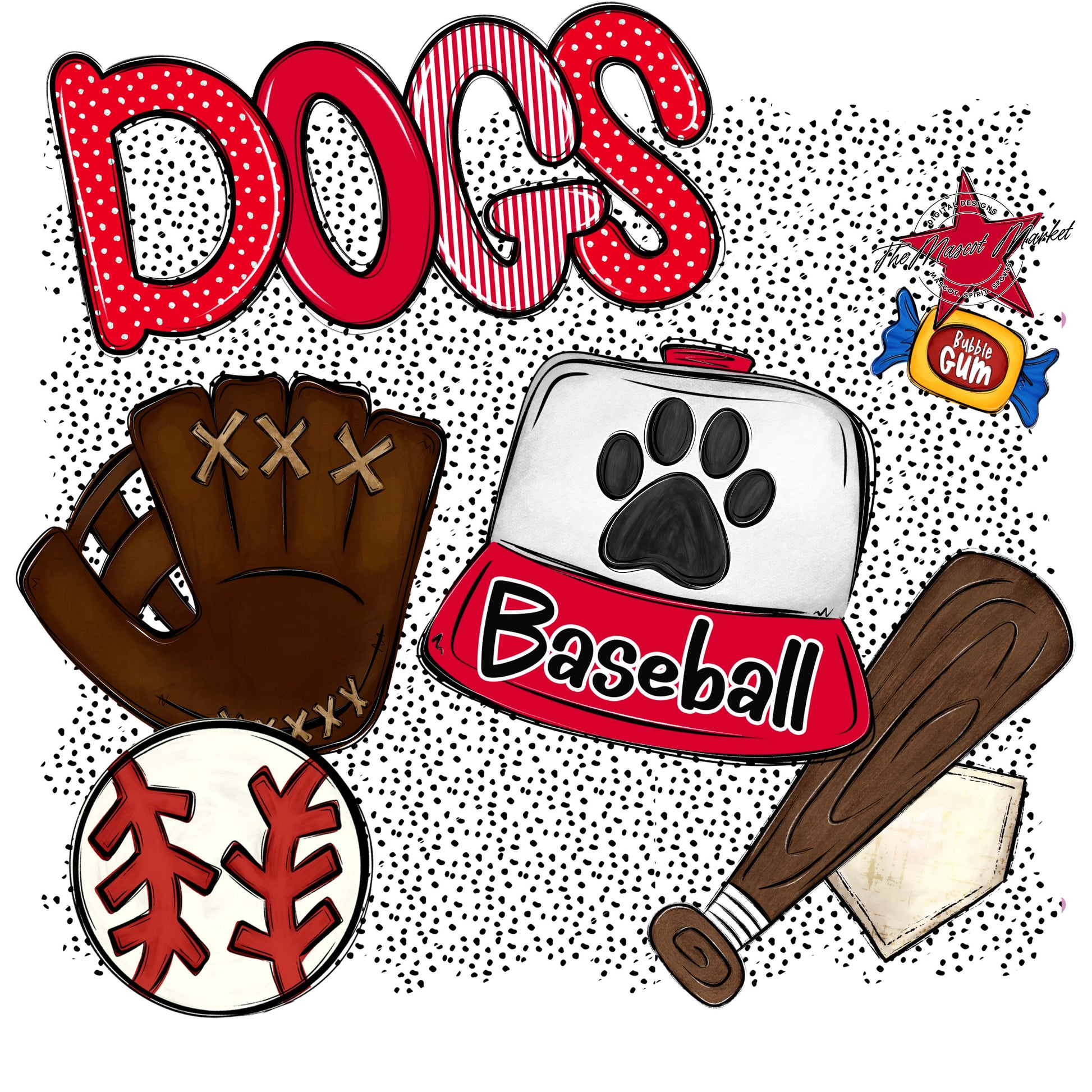 Dogs Baseball Spirit-Red