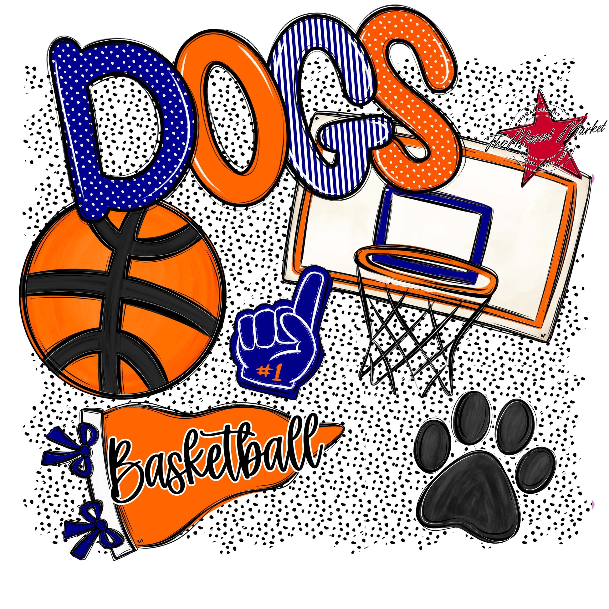 Dogs Basketball Spirit-Blue & Orange