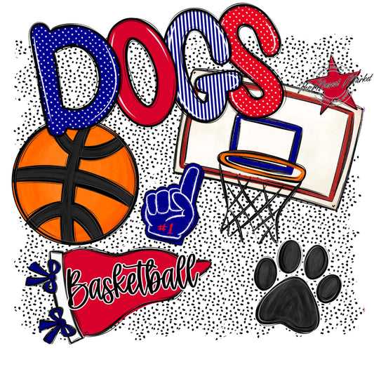 Dogs Basketball Spirit-Blue & Red