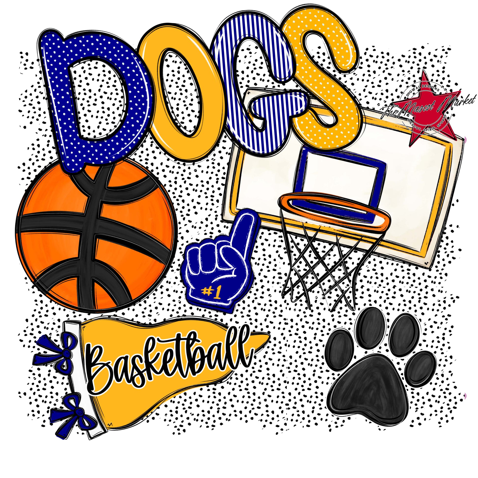 Dogs Basketball Spirit-Blue & Yellow