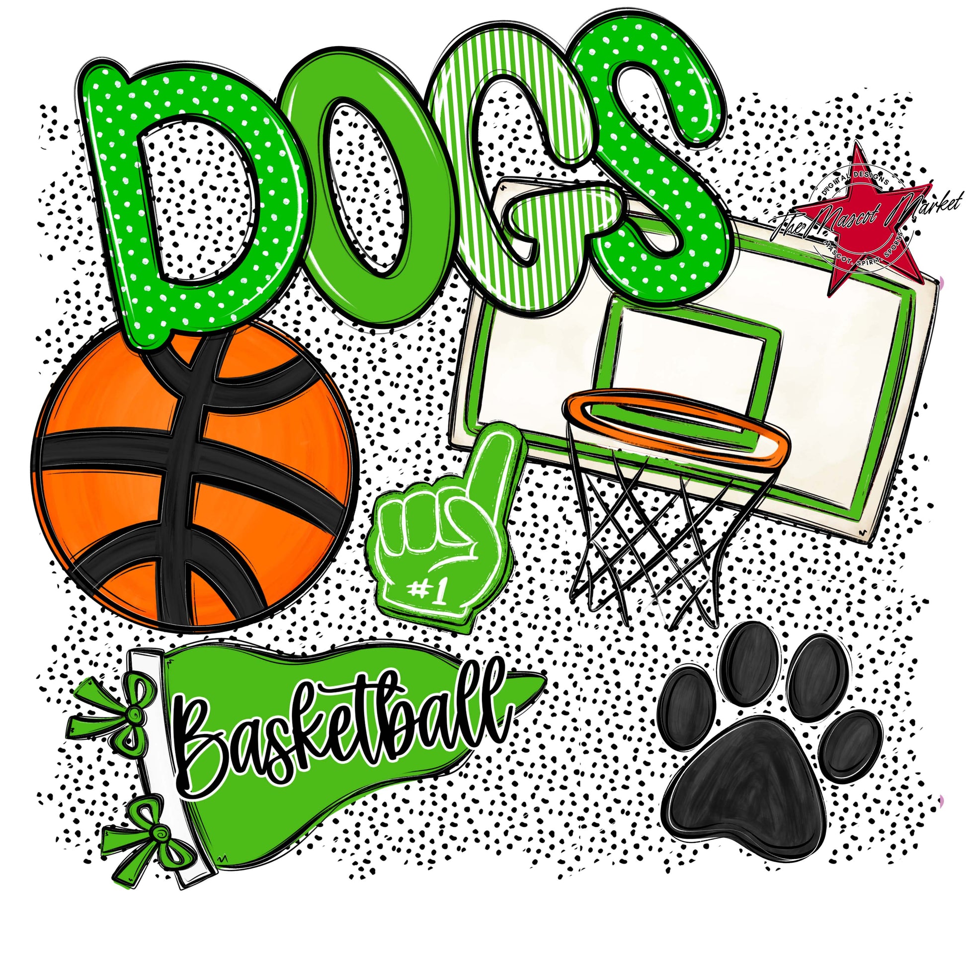Dogs Basketball Spirit-Bright Green