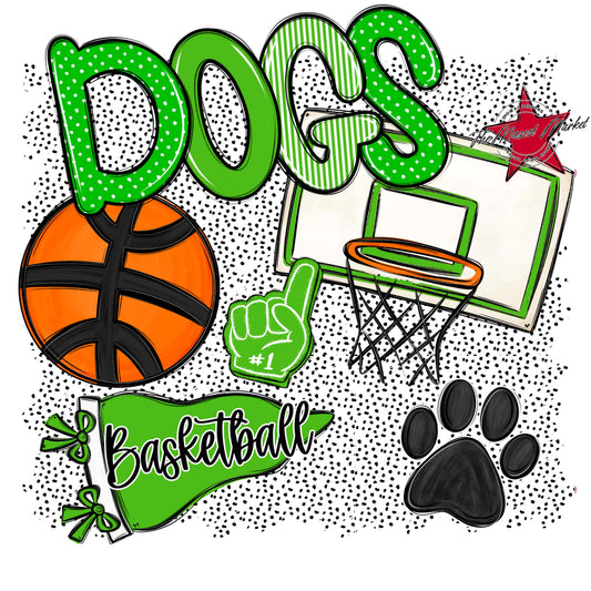 Dogs Basketball Spirit-Bright Green