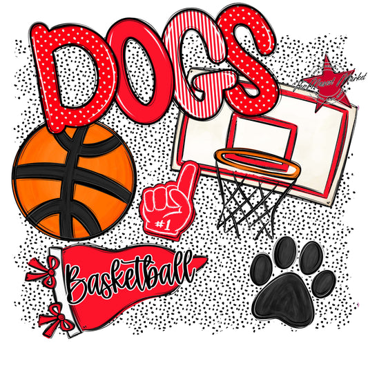 Dogs Basketball Spirit-Bright Red