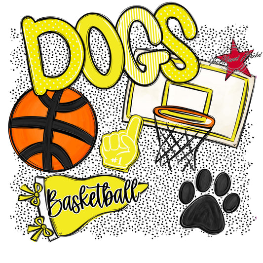 Dogs Basketball Spirit-Bright Yellow