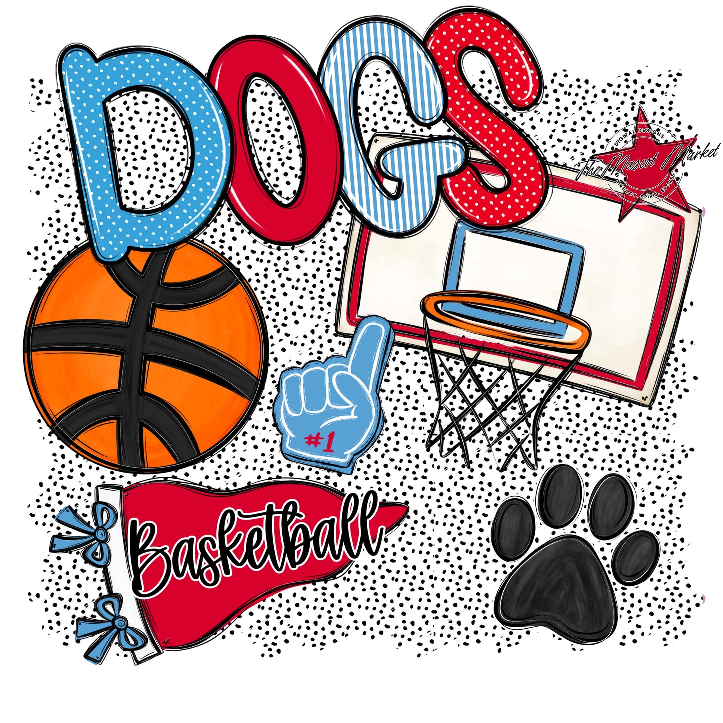 Dogs Basketball Spirit-Carolina Blue & Red