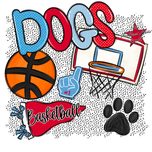 Dogs Basketball Spirit-Carolina Blue & Red