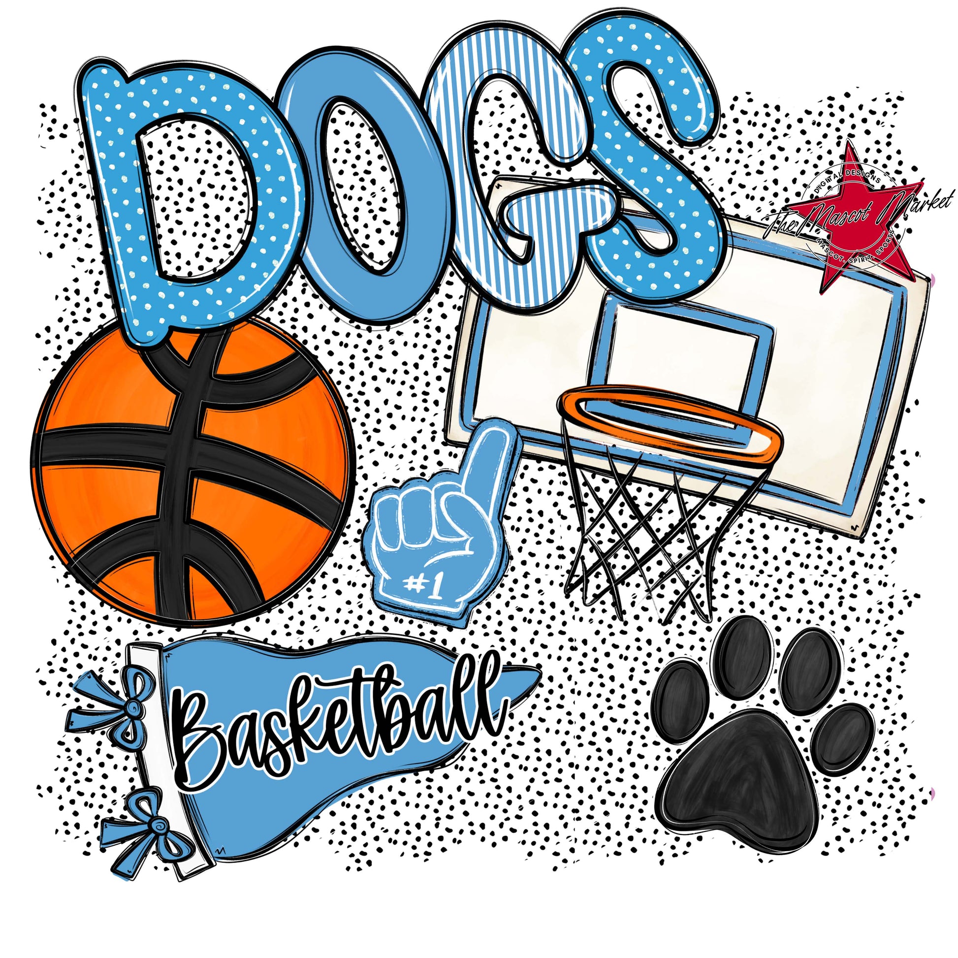 Dogs Basketball Spirit-Carolina Blue