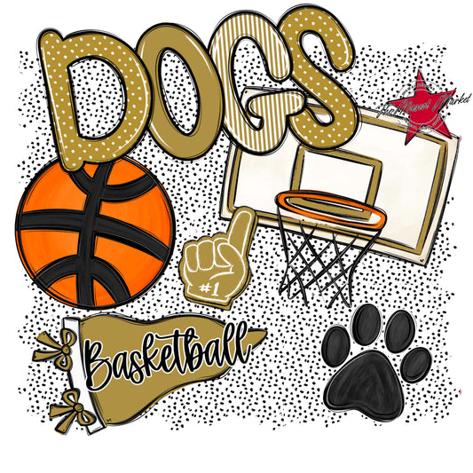 Dogs Basketball Spirit-Gold