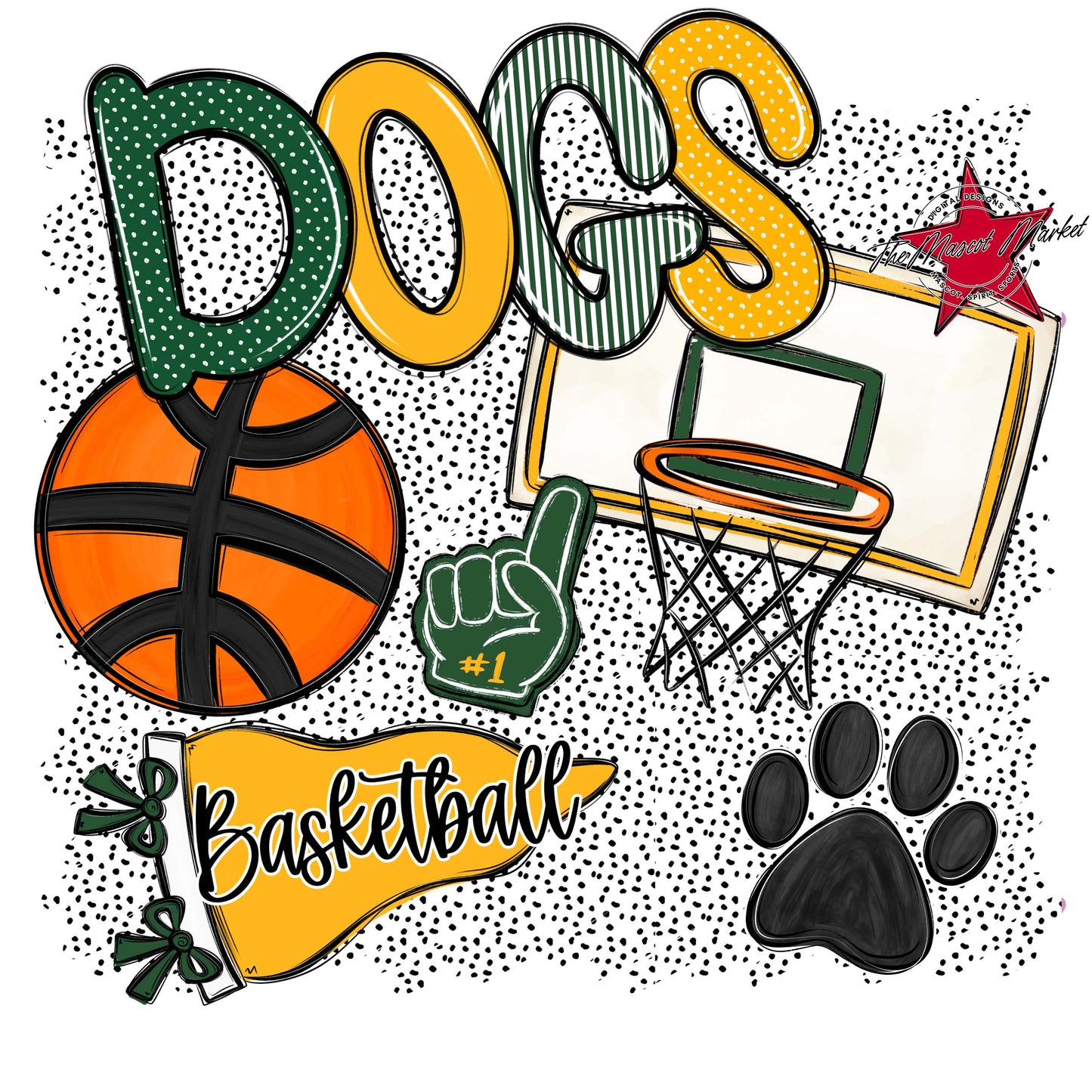 Dogs Basketball Spirit-Green & Yellow
