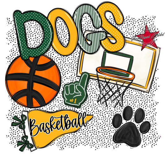 Dogs Basketball Spirit-Green & Yellow