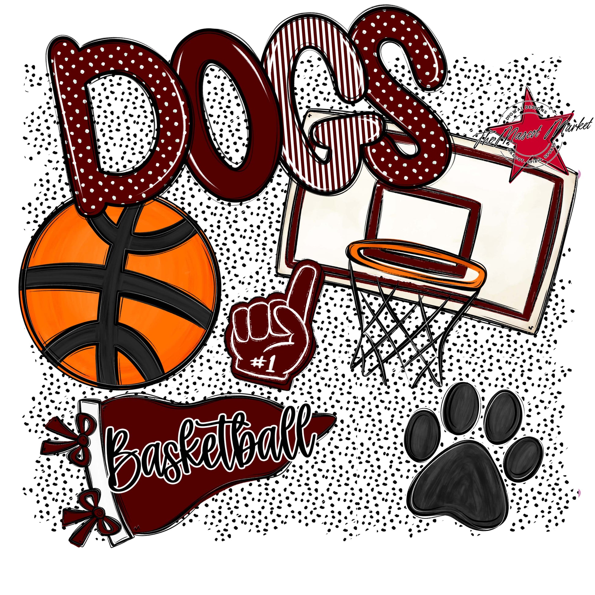 Dogs Basketball Spirit-Maroon