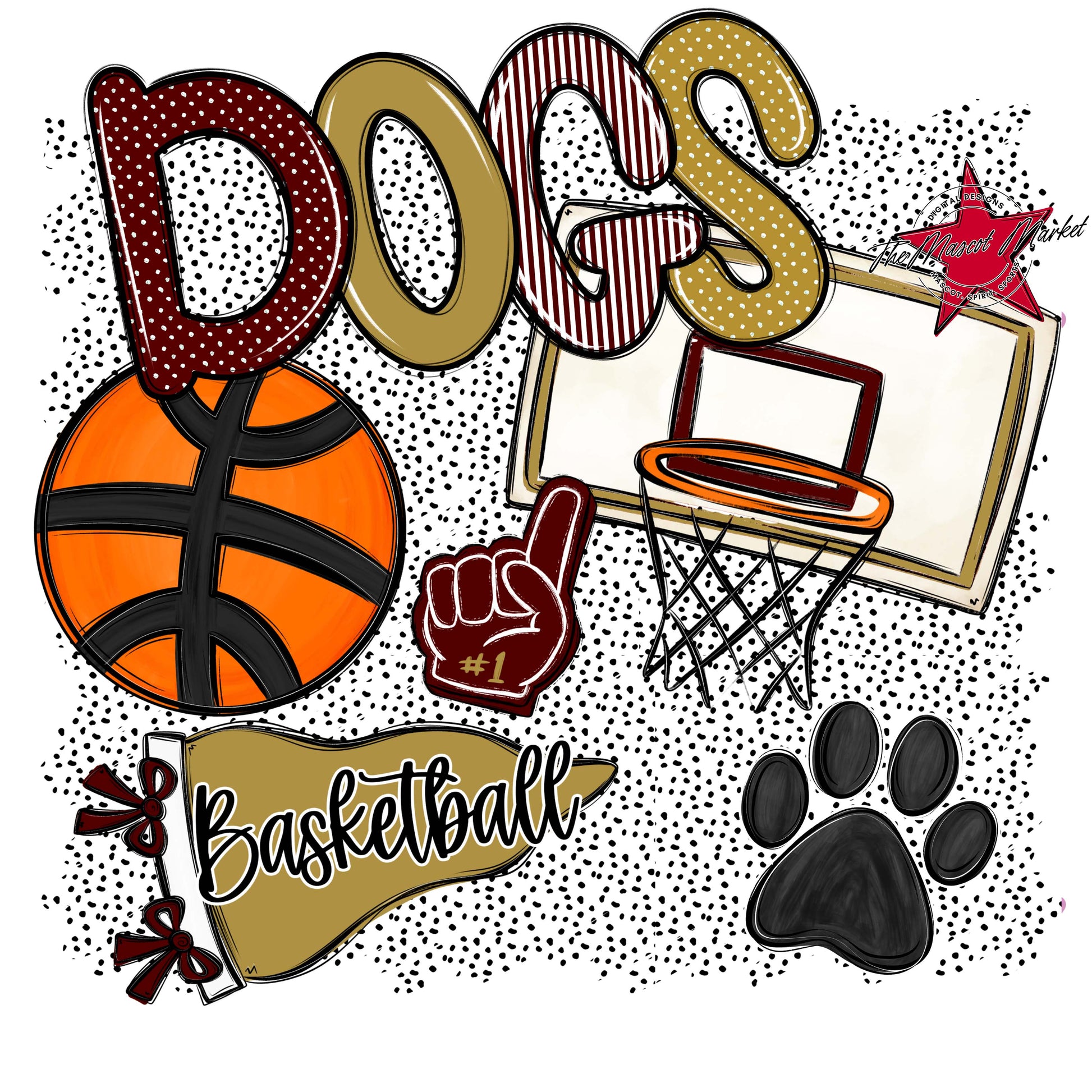 Dogs Basketball Spirit-Maroon & Gold