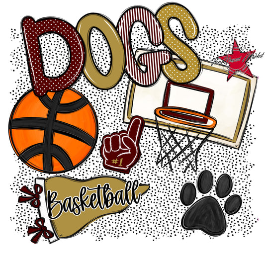 Dogs Basketball Spirit-Maroon & Gold