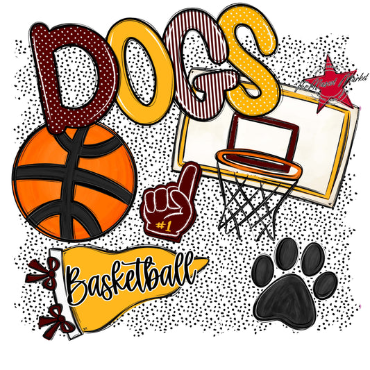 Dogs Basketball Spirit-Maroon & Yellow