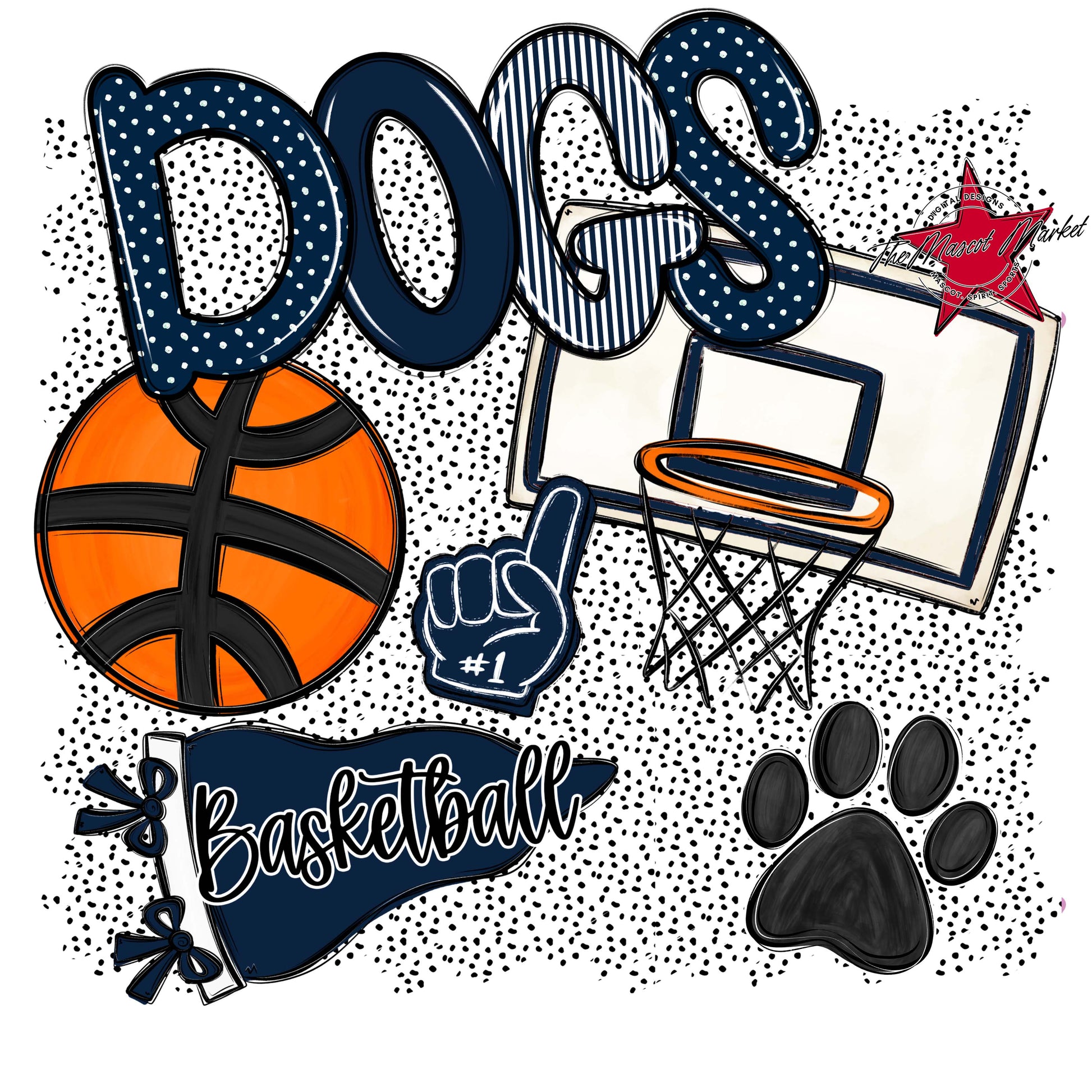 Dogs Basketball Spirit-Navy