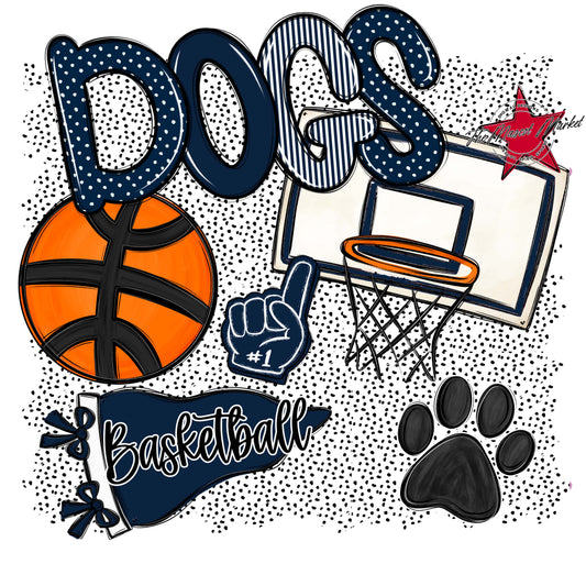 Dogs Basketball Spirit-Navy