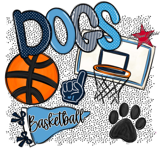 Dogs Basketball Spirit-Navy & Carolina Blue