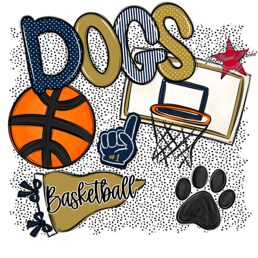 Dogs Basketball Spirit-Navy & Gold