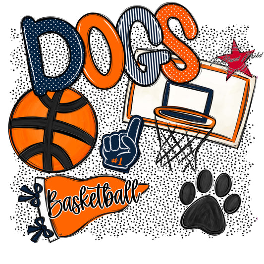 Dogs Basketball Spirit-Navy & Orange