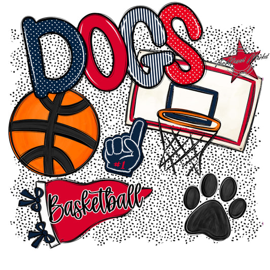 Dogs Basketball Spirit-Navy & Red