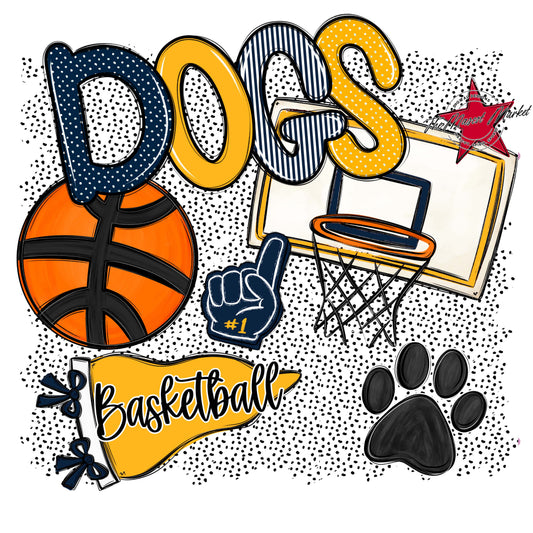 Dogs Basketball Spirit-Navy & Yellow
