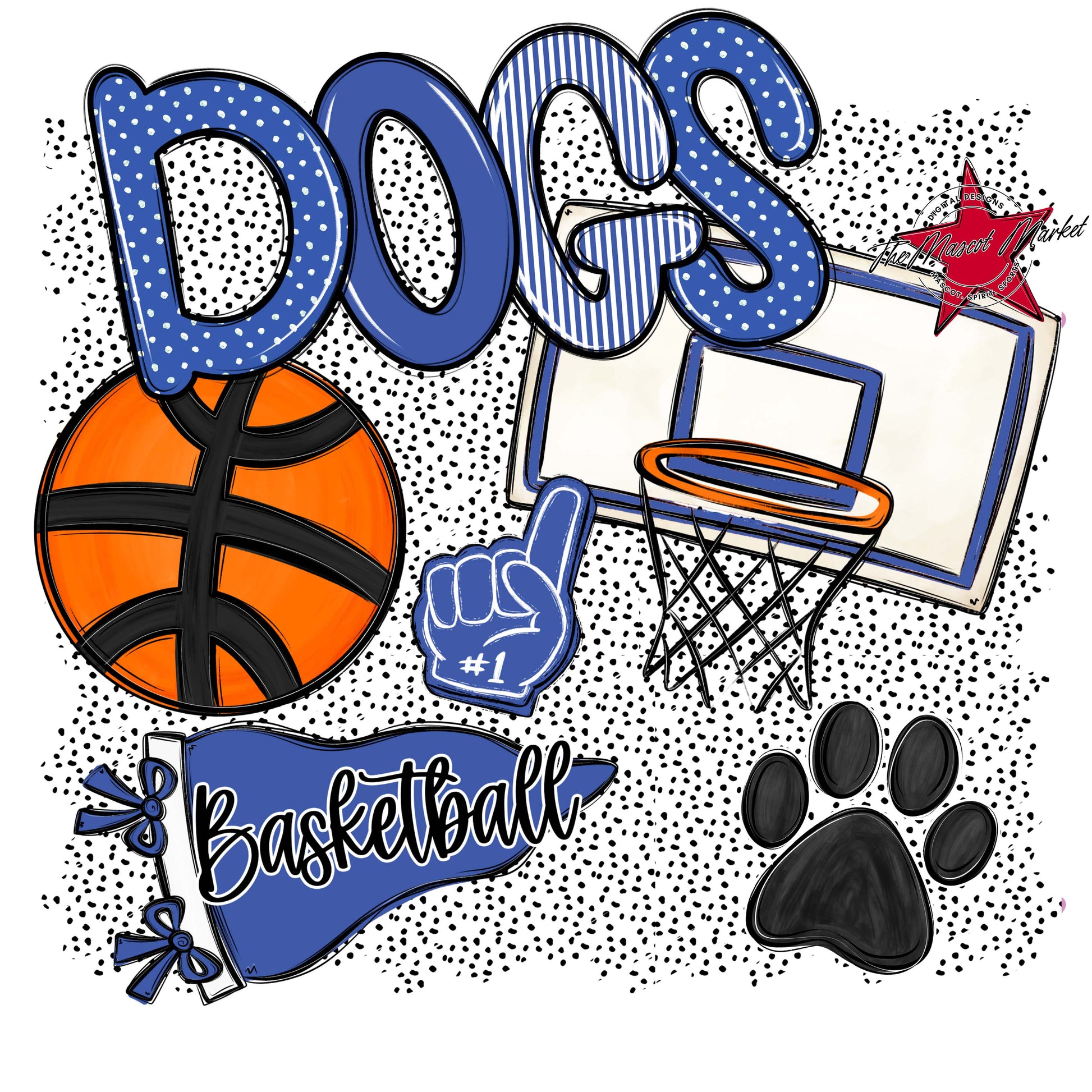 Dogs Basketball Spirit-Off Blue