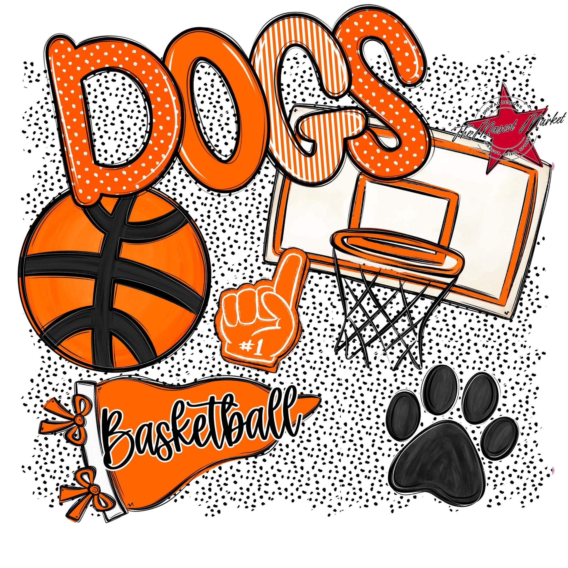 Dogs Basketball Spirit-Orange