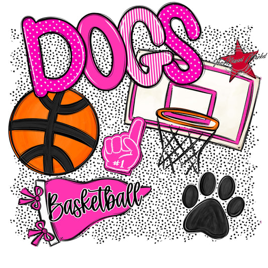 Dogs Basketball Spirit-Pink