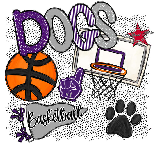 Dogs Basketball Spirit-Purple & Grey