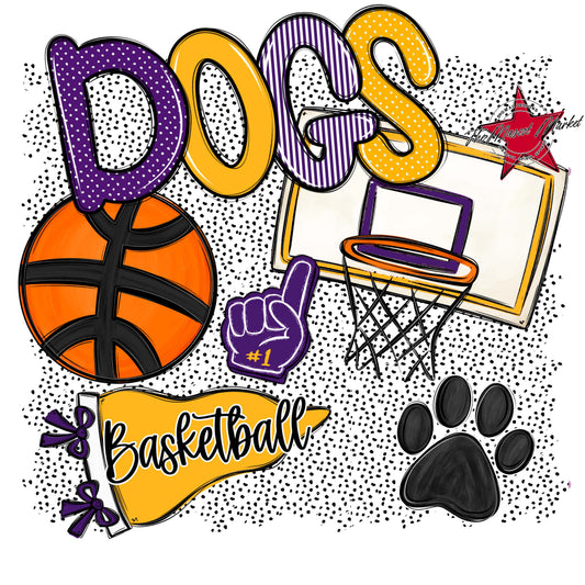 Dogs Basketball Spirit-Purple & Yellow