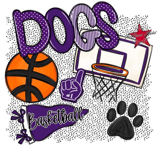 Dogs Basketball Spirit-Purple