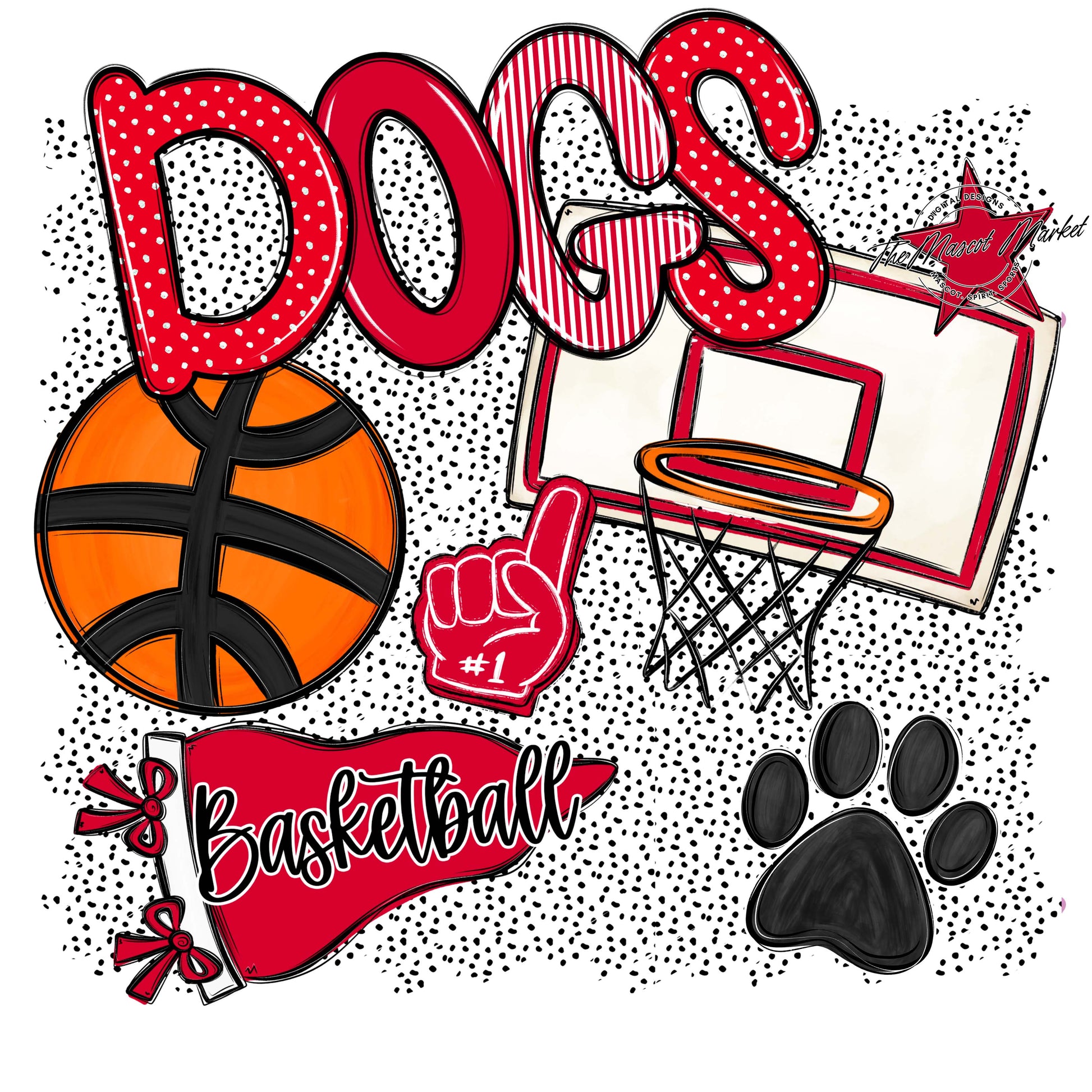 Dogs Basketball Spirit-Red