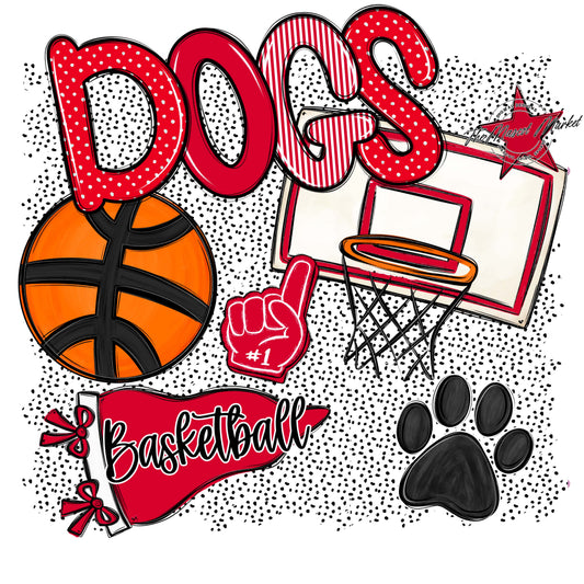 Dogs Basketball Spirit-Red