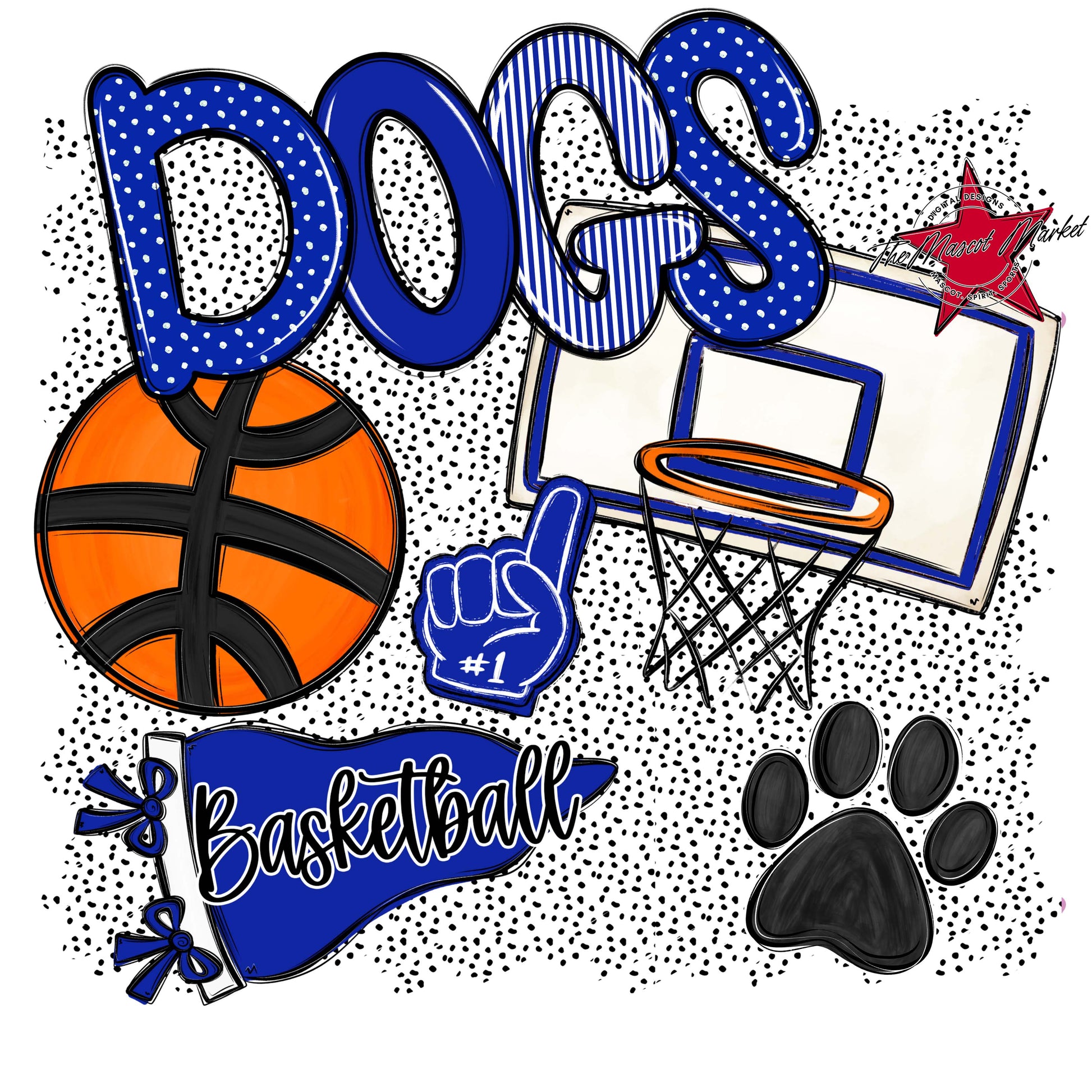 Dogs Basketball Spirit-Royal Blue