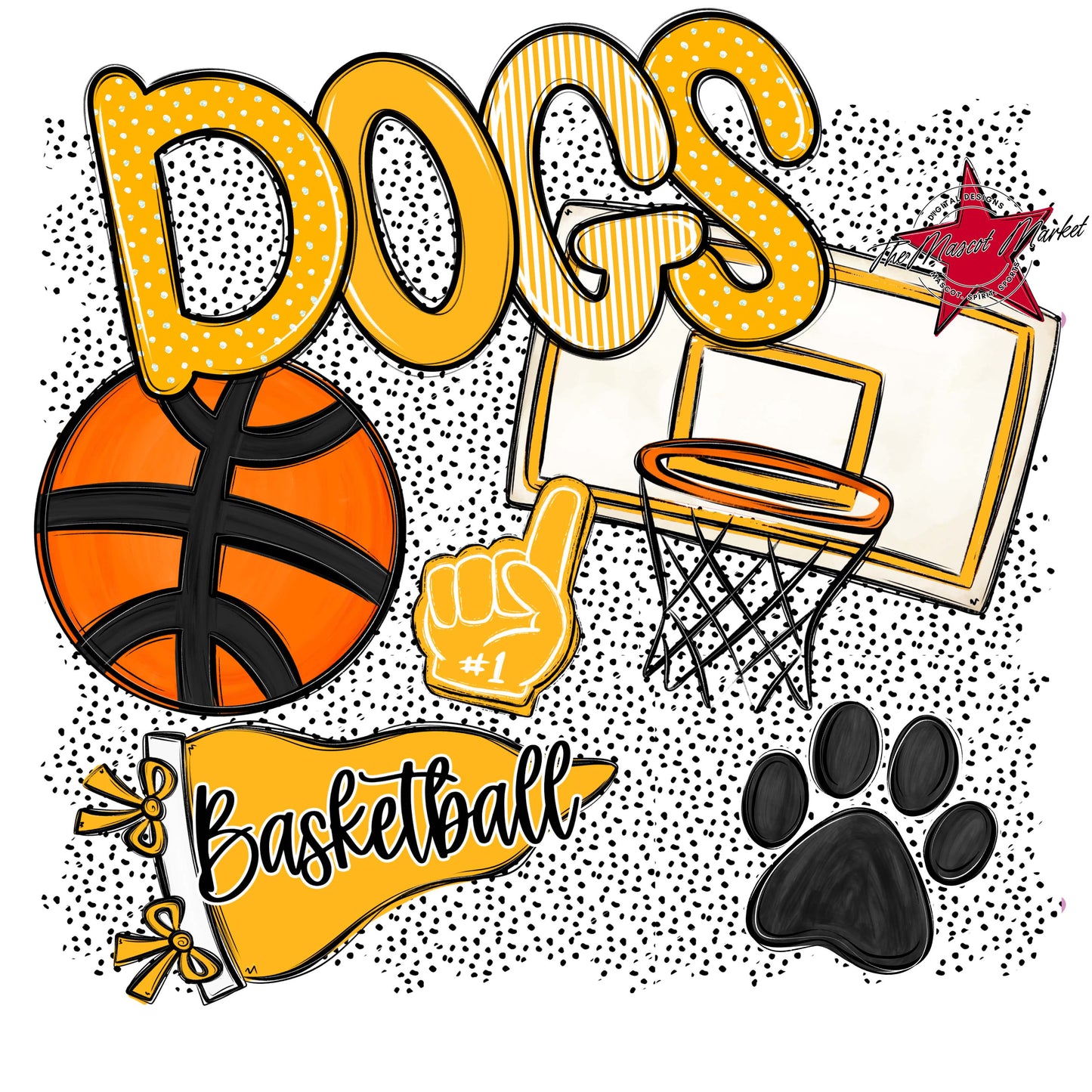 Dogs Basketball Spirit-Yellow