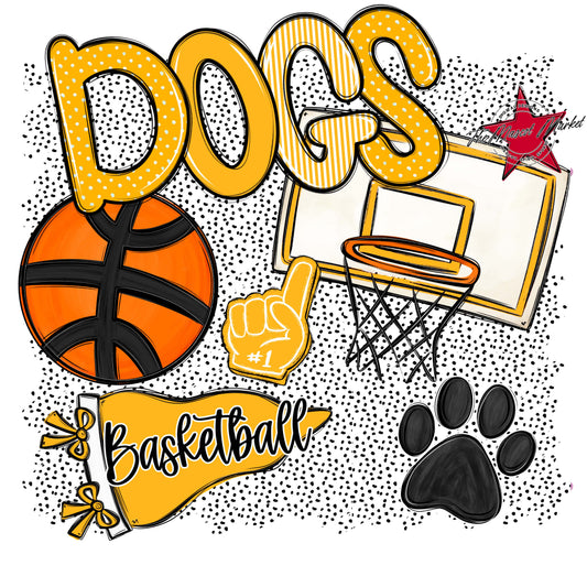 Dogs Basketball Spirit-Yellow