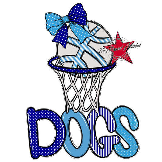 Dogs Basketball Spirit Design-Blue & Carolina Blue