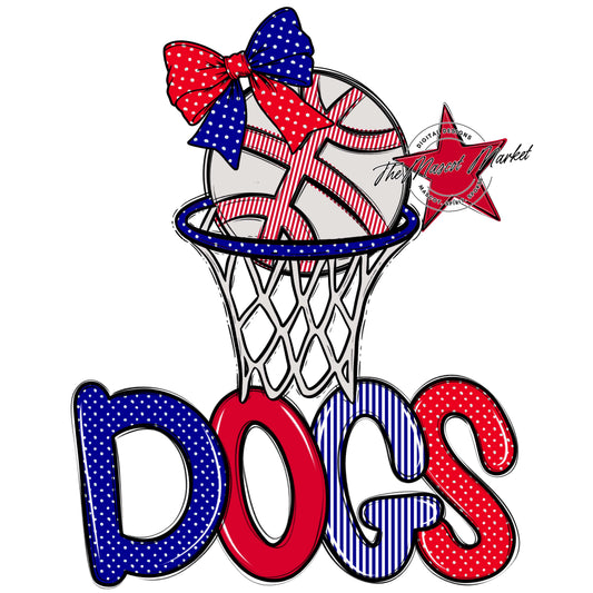 Dogs Basketball Spirit Design-Blue & Red