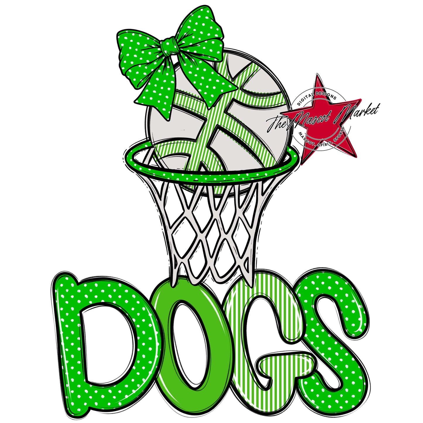 Dogs Basketball Spirit Design-Bright Green