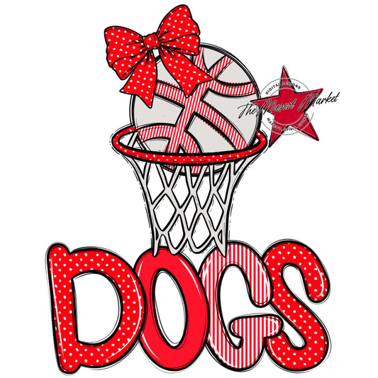 Dogs Basketball Spirit Design-Bright Red