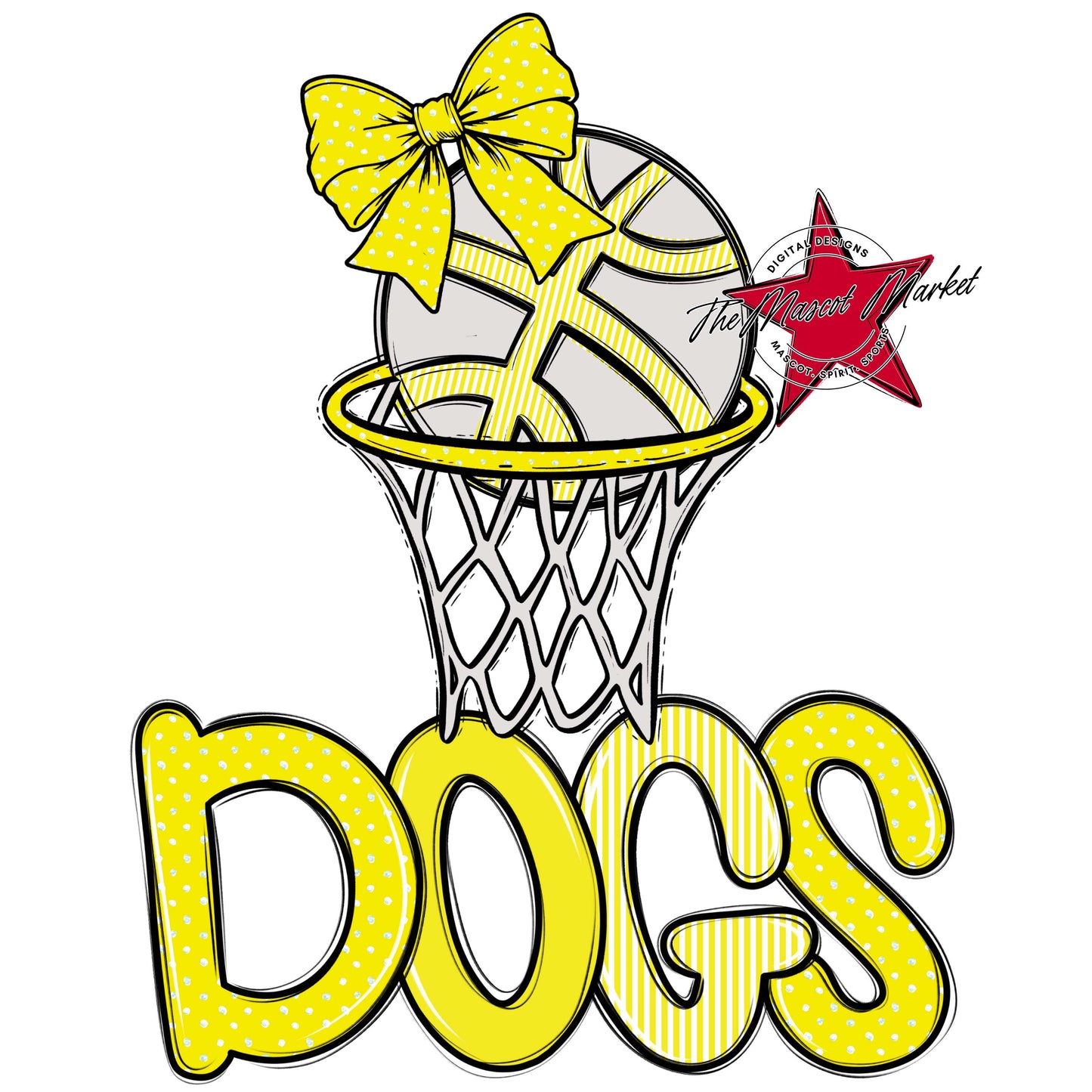 Dogs Basketball Spirit Design-Bright Yellow