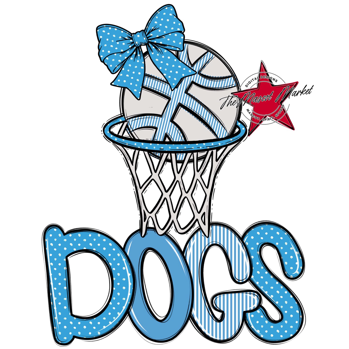Dogs Basketball Spirit Design-Carolina Blue