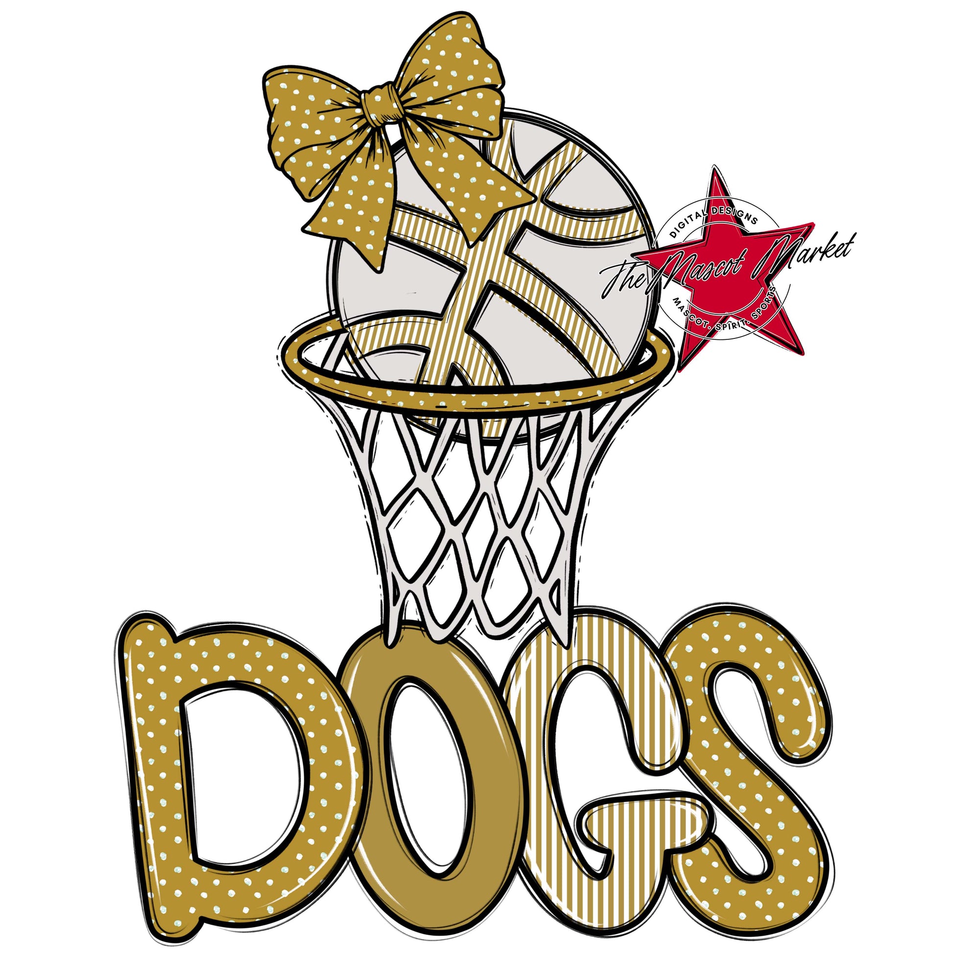 Dogs Basketball Spirit Design-Gold