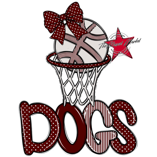 Dogs Basketball Spirit Design-Maroon